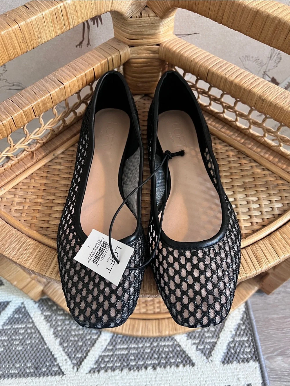 NWT Ann Taylor LOFT square toe knit ballet flats